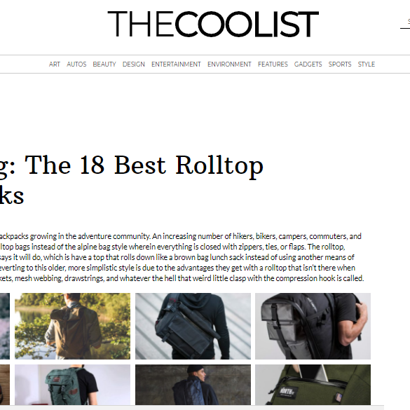 screenshot of the coolist review of davis daypack