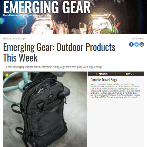Weekender Travel Series Featured in Gear Junkie's Emerging Gear