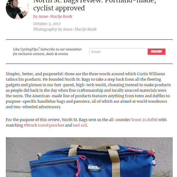 CyclingTips Reviews the Scout 21 Duffle