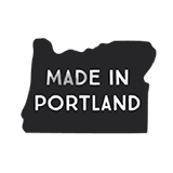 Made in Portland badge in medium grey