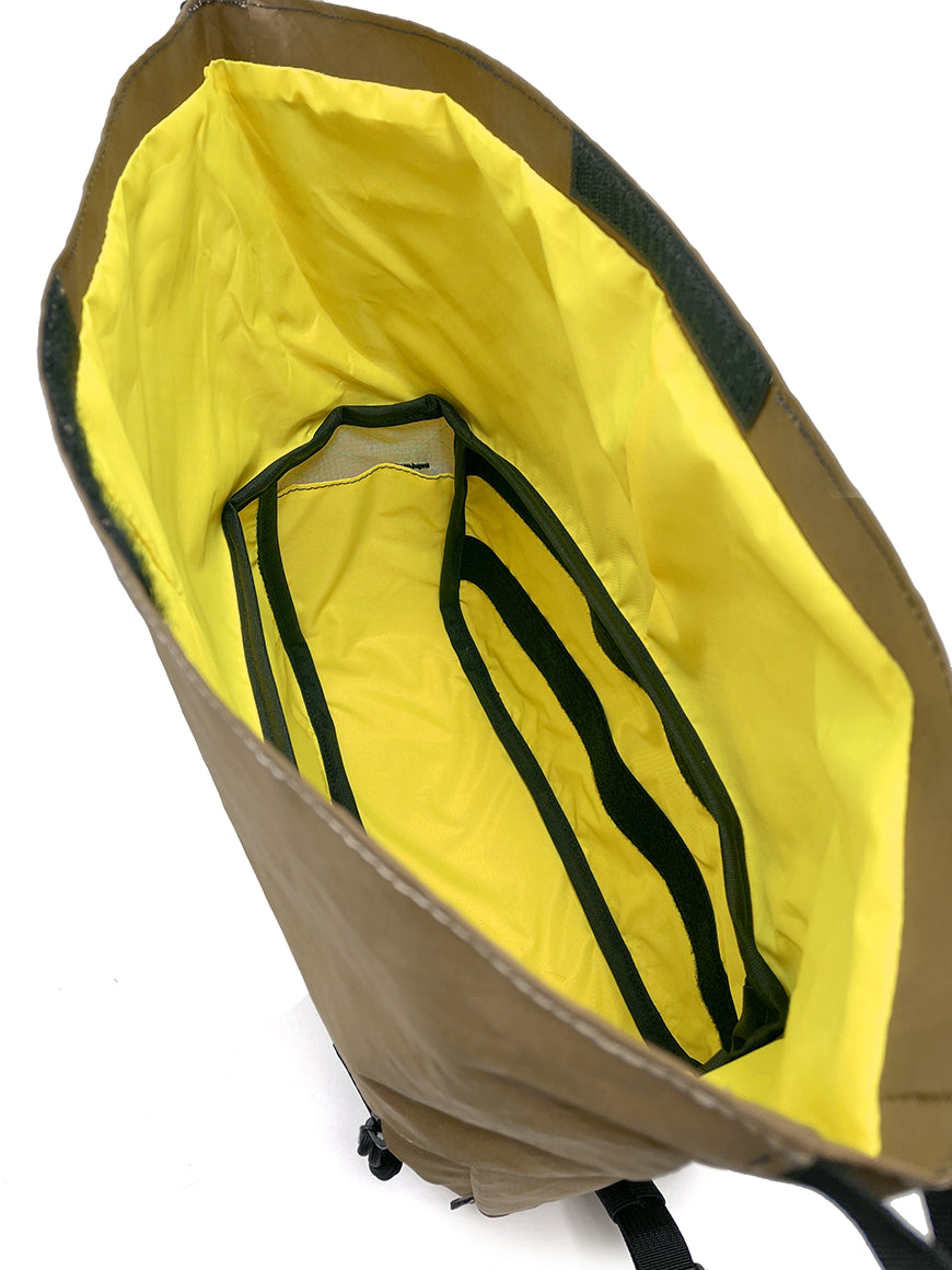 Interior view of Roll-Top Trunk Bag with yellow liner - North St. Bags all-groups