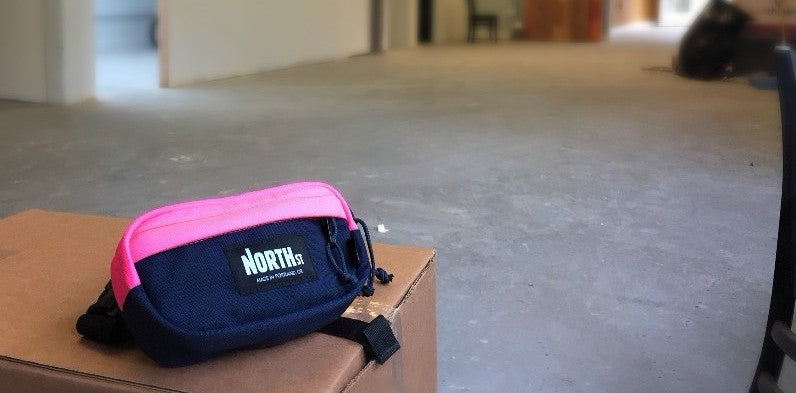 hip pack in an empyt production space