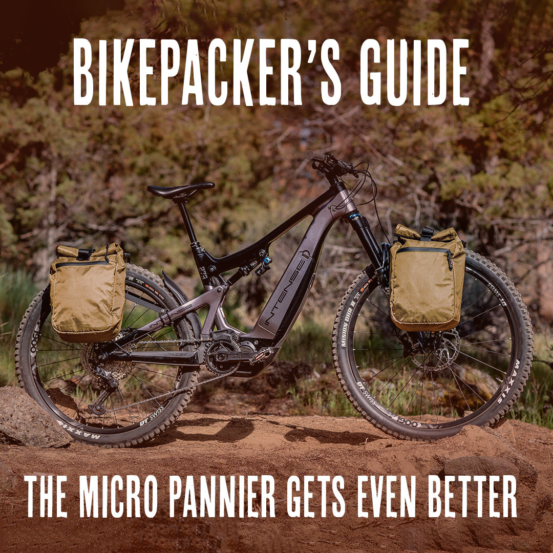 Graphic for Bikepacker's Guide Blog Post - a bike with panniers.