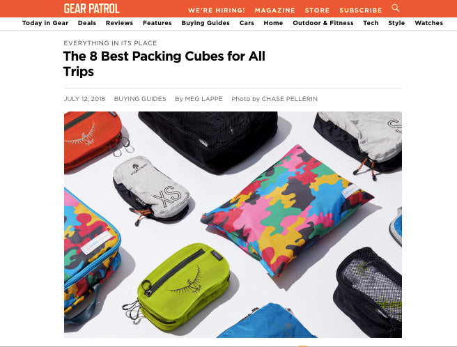 Weekender Packing Cubes featured in Gear Patrol's "The 8 Best Packing Cubes for All Trips"