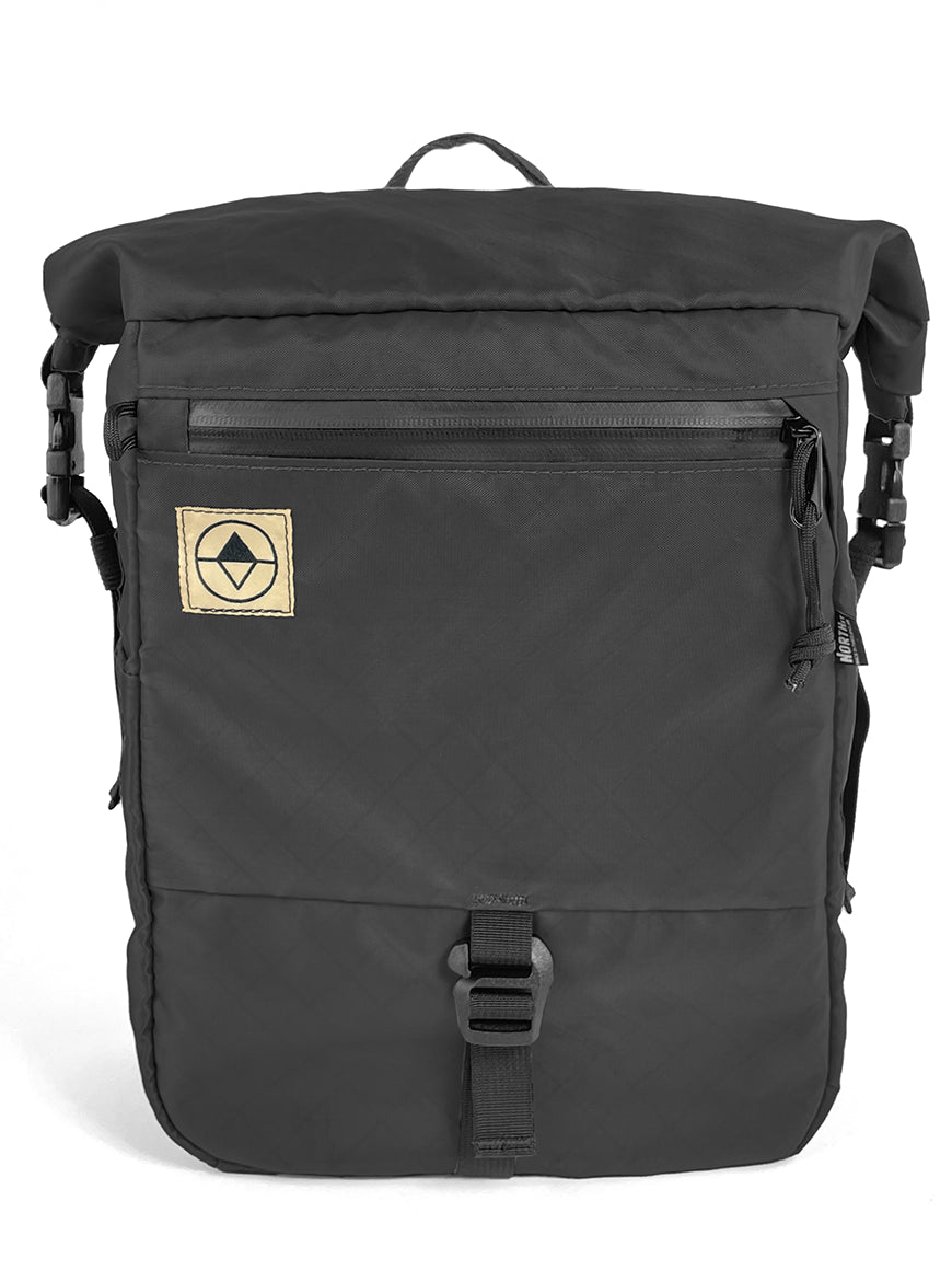 Front view of Adventure Micro Pannier in EPX Black - North St Bags