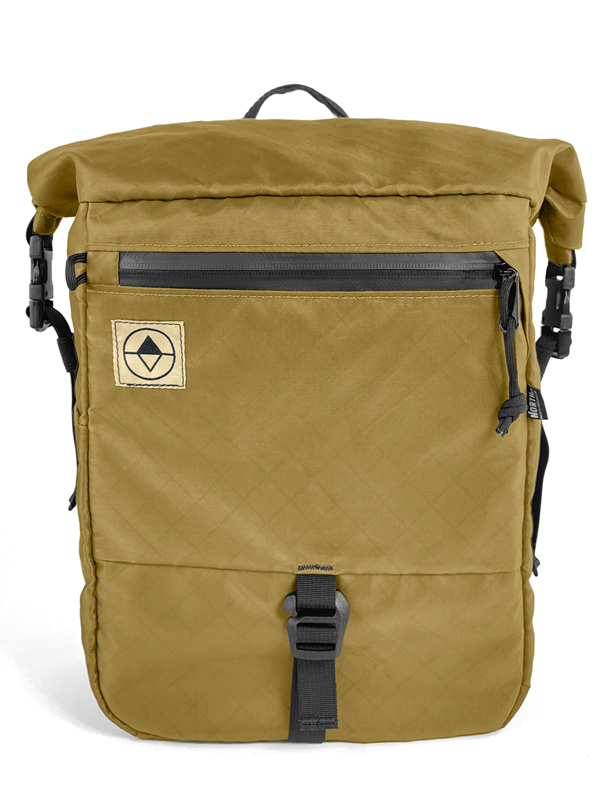 Front view of Adventure Micro Pannier in EPX Coyote - North St Bags