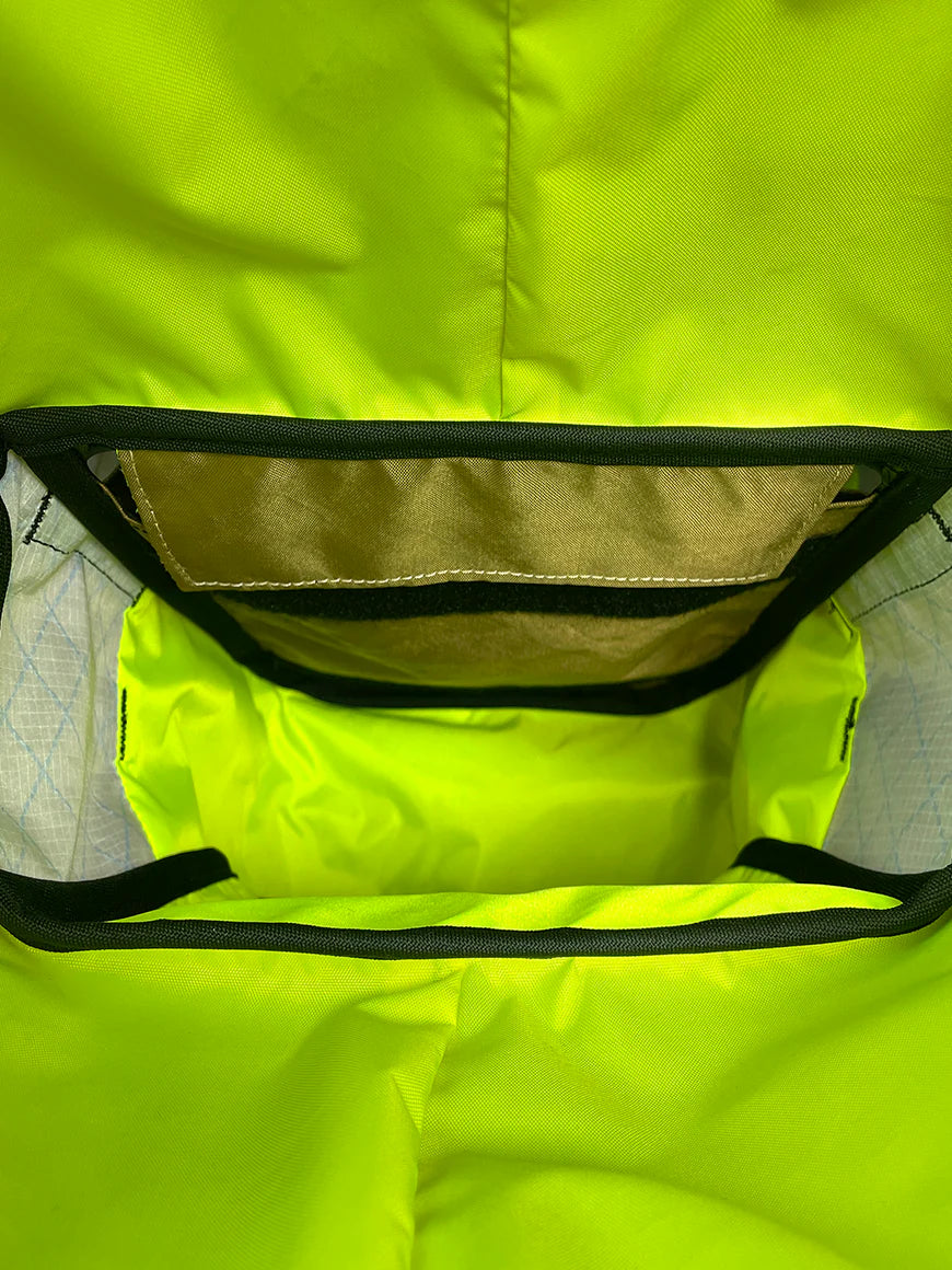 Interior view of Adventure Macro Pannier with yellow lining - North St Bags all-groups