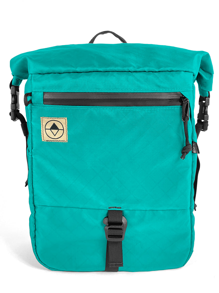 Front view of Adventure Micro Pannier in EPX Teal - North St Bags