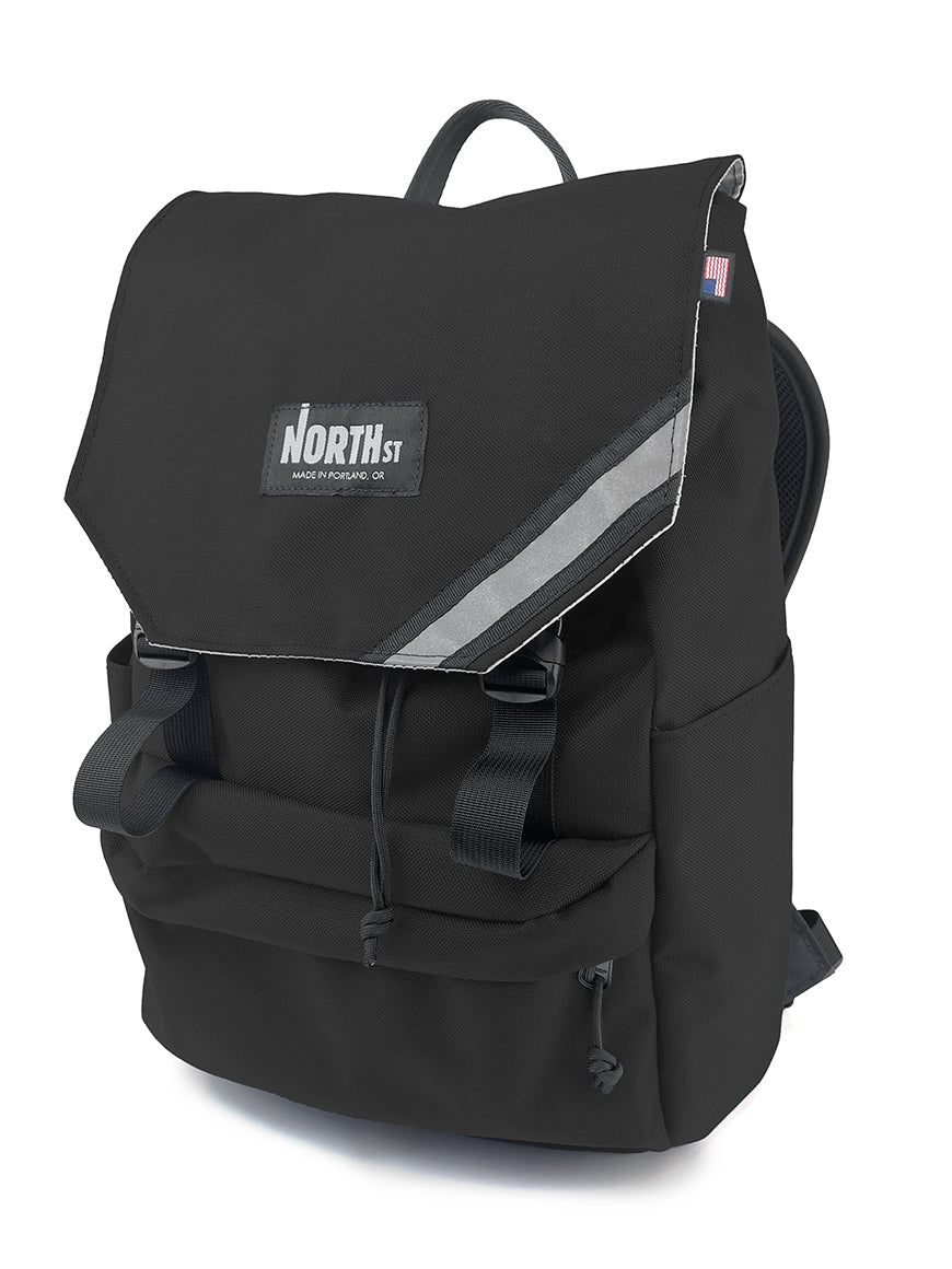 Front view of Belmont Backpack 22L in black - North St. Bags