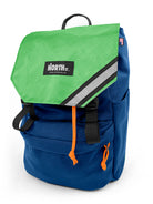 front view of belmont backpack in midnight and green