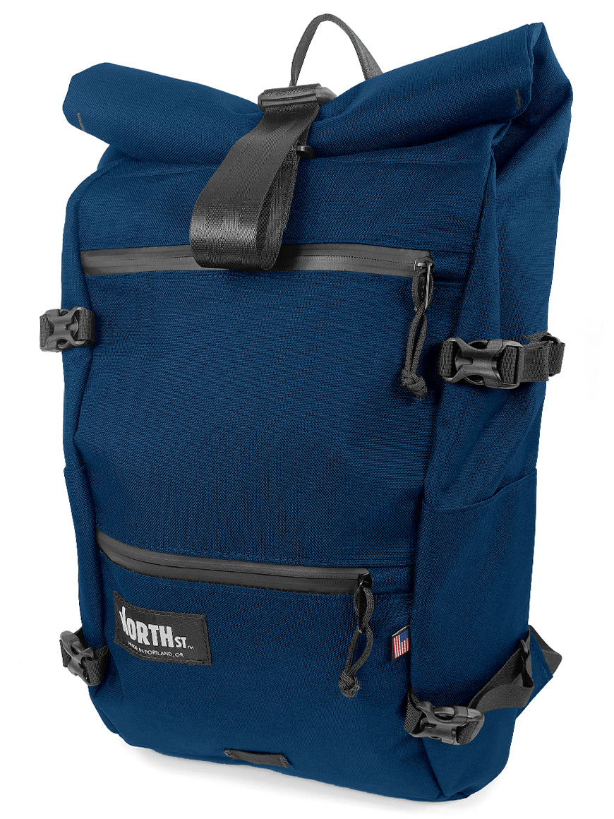 Front view of Flanders Backpack in midnight - North St Bags