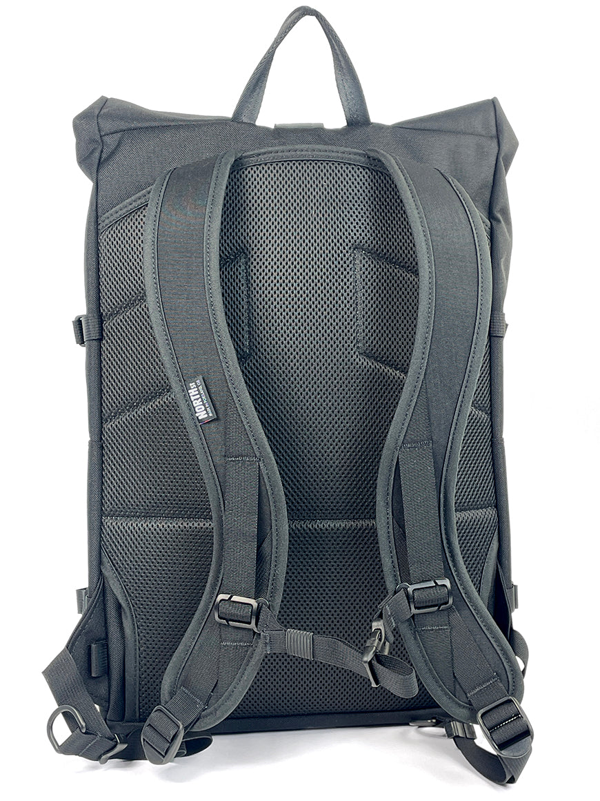 Back view of Flanders Backpack showing padded back and straps.- North St Bags all-groups
