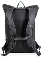 Back view of Black backpack with visible brand logo on a white background. all-groups