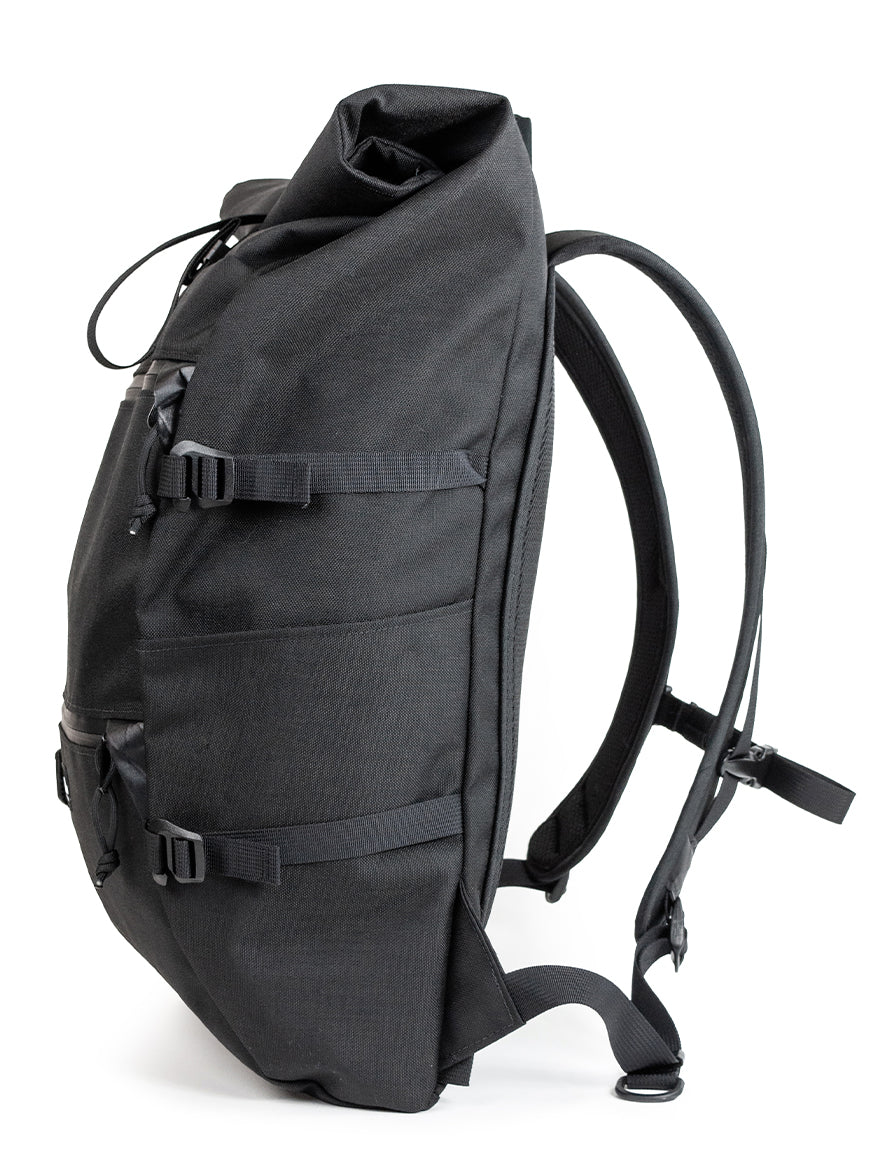 Side view of black backpack on a white background all-groups