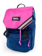 Front view of stylish backpack pannier in midnight and pink. Morrison Backpack Pannier 22L - North St. Bags