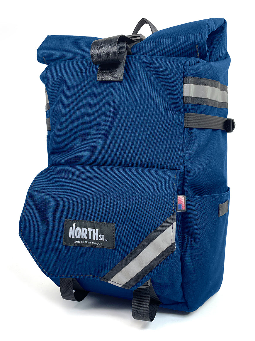 Front view of Woodward Backpack Pannier in midnight - North St Bags