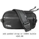 front view of sling pack with padded strap by North St in black
