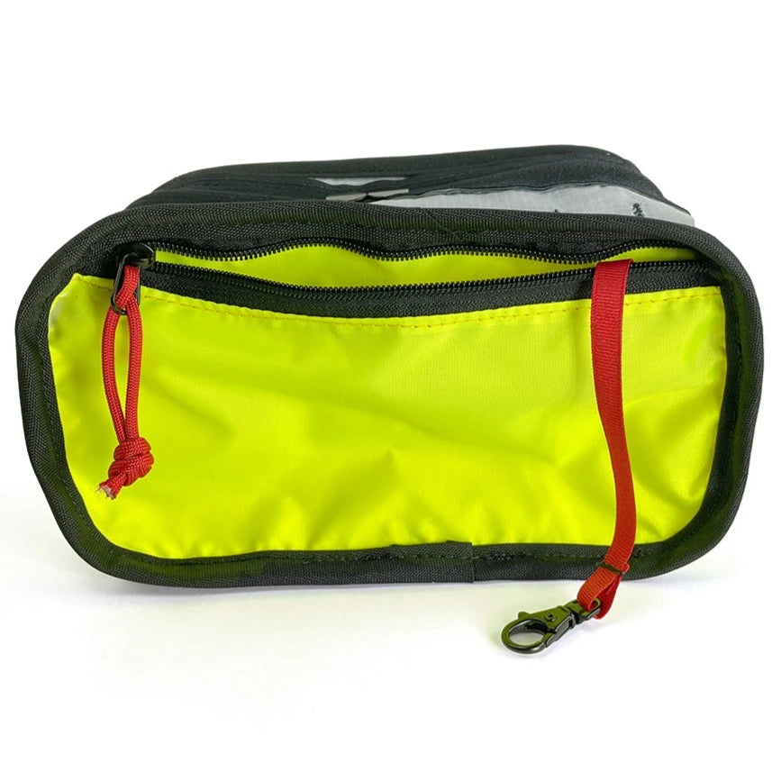 Interior view of Handlebar Pack showing zipper pocket with key clip. - North St Bags all-groups
