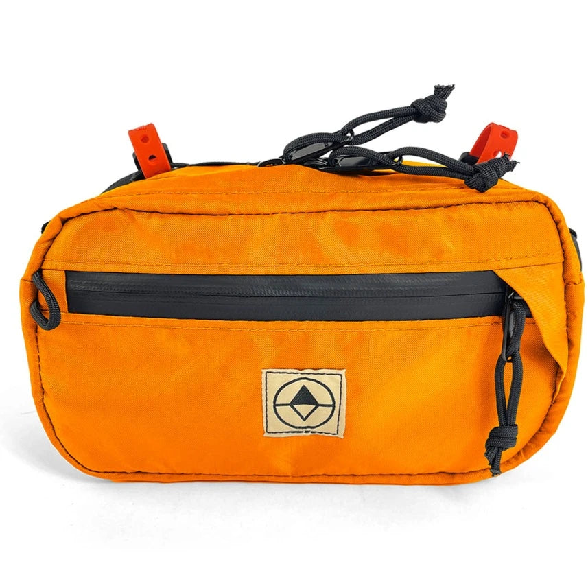 Front view of Handlebar Pack in EPX Blaze Orange - North St Bags