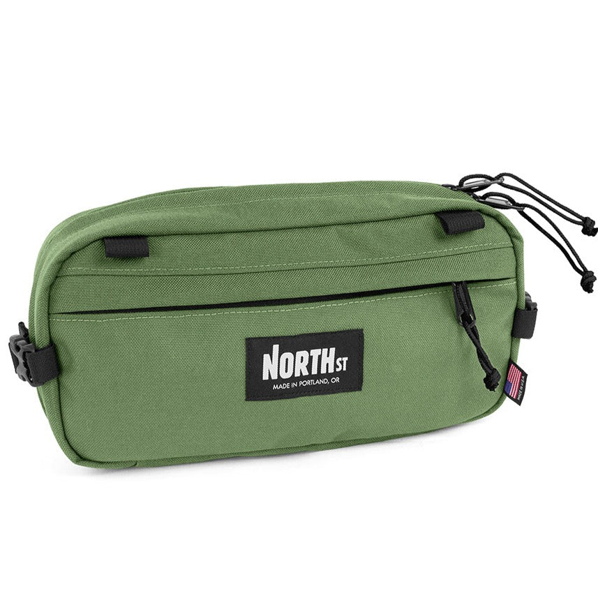 Front view of Pioneer 12 Hip Pack in 1000d Moss with Belt - North St. Bags
