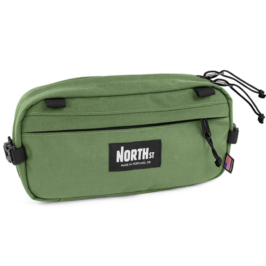 Front view Pioneer 12 Handlebar Pack in 1000d Moss - North St. Bags