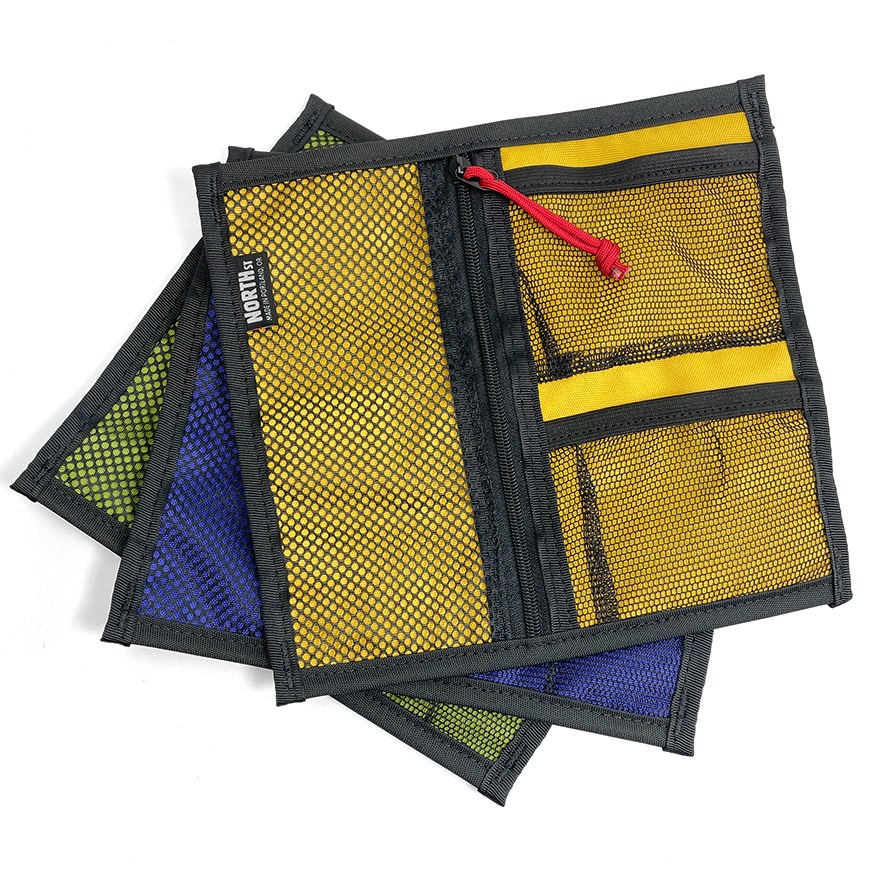 Array of Large Mesh Organizers in yellow, blue and green.  - North St Bags