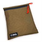 Large Tan pouch with zipper and visible brand logo