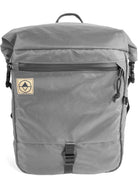 Front view of Adventure Macro Pannier in charcoal gray - North St Bags