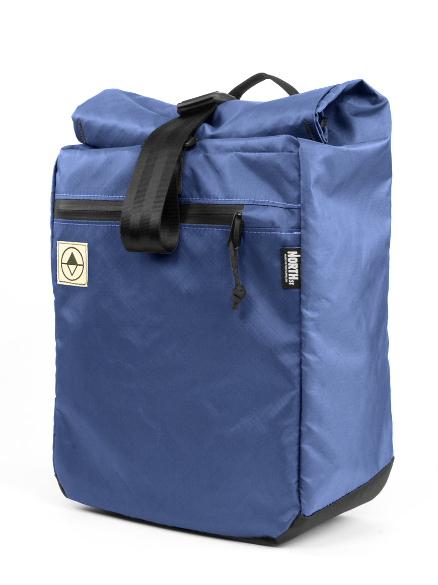 Front view of Commuter Macro Pannier 21L in Ocean Blue - North St. Bags