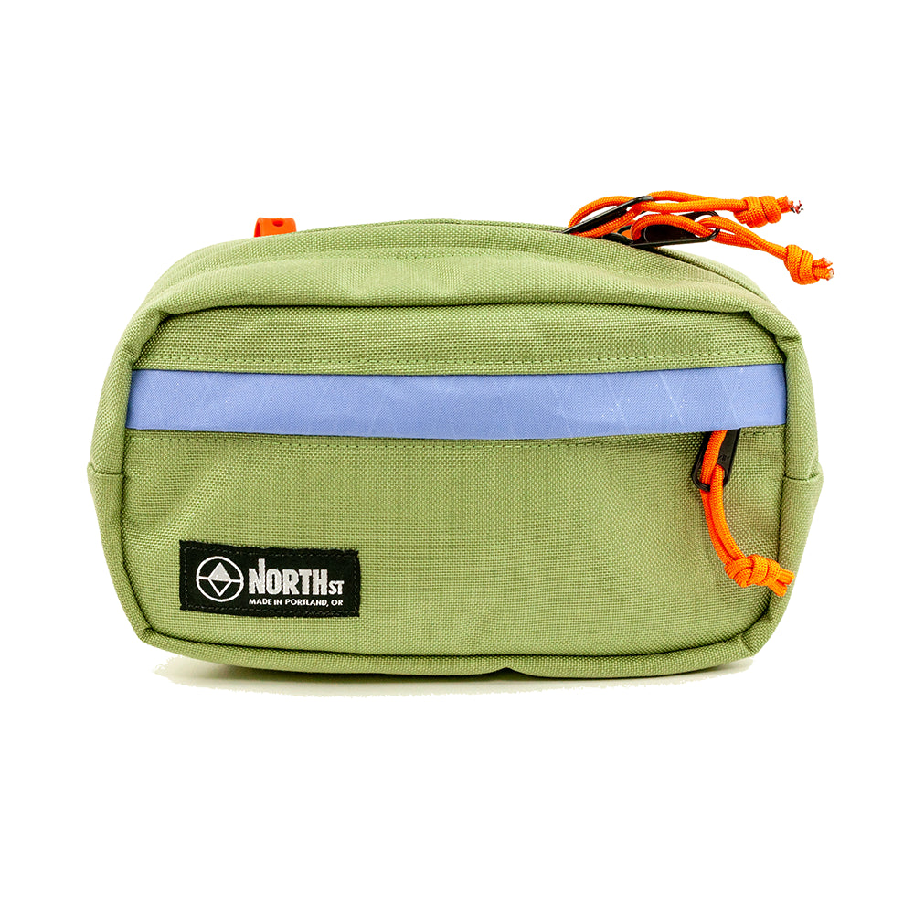 pioneer 9 handlebar pack on a white background in sage green from North St Bags