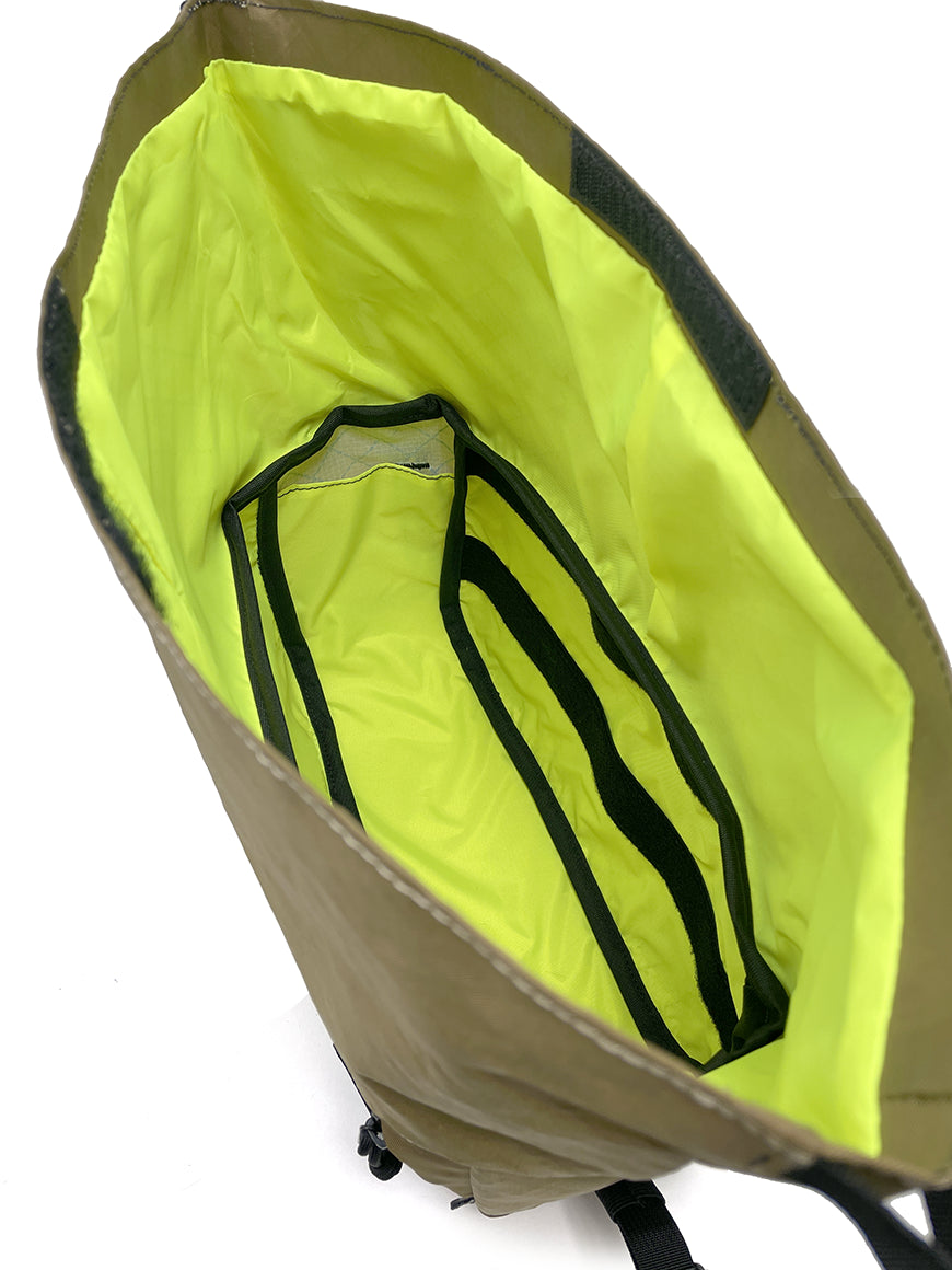 Interior view of Roll-Top Trunk Bag with yellow liner - North St. Bags all-groups
