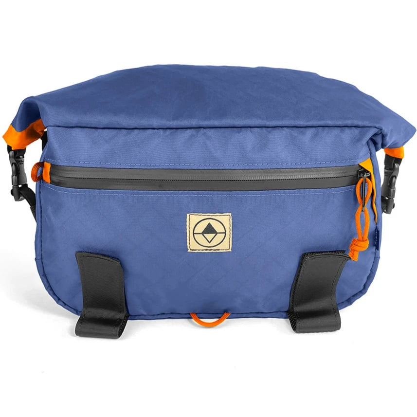 Front view of Roll-Top Trunk Bag in EPX Ocean Blue and Orange - North St. Bags