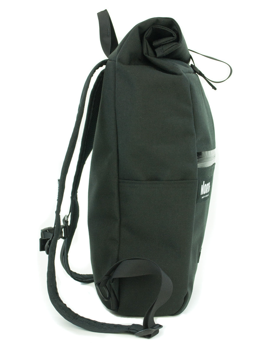 Side view of Davis Daypack in black. - North St. Bags all-groups