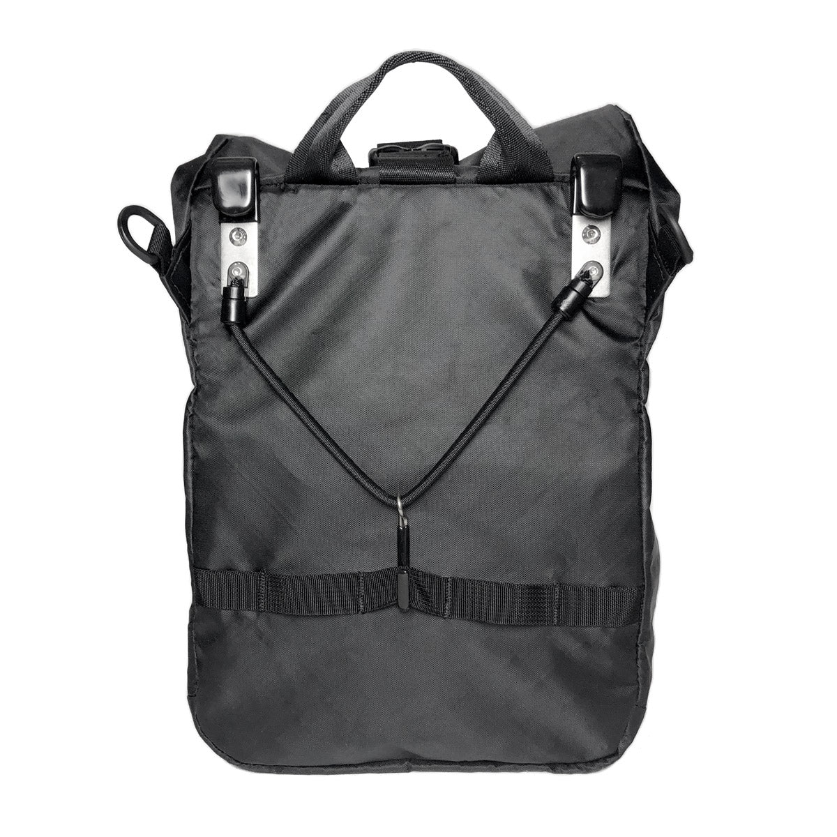 Back view of black Commuter Micro Pannier 14L - Hook & Bungee - North St. Bags all-groups