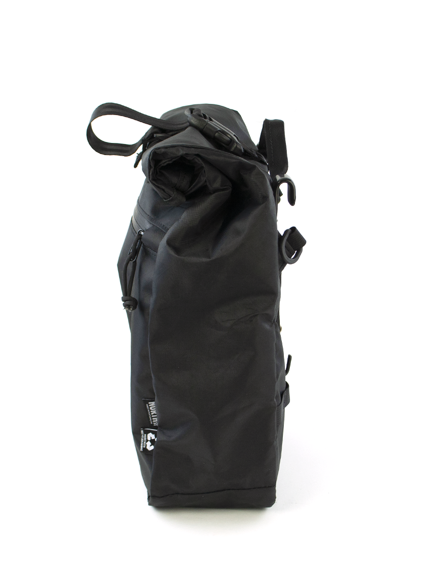 Side view of Commuter Micro Pannier 14L in black - Hook & Bungee - North St. Bags all-groups