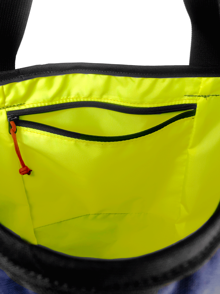 Interior view of Tabor Tote showing yellow liner and zipper pocket.  - North St. Bags all-groups